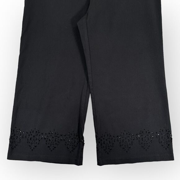INC International Concepts Cropped‎ Pants Women Size 10 Black Laser Cut Hem - Picture 5 of 13